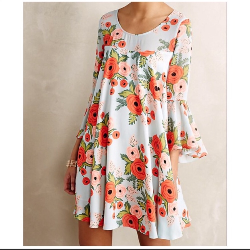 Anthropologie Paper Crown Poppy Field Dress